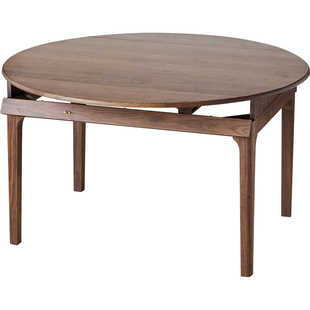 北美黑胡桃木餐桌可伸缩折叠圆桌小户型圆形桌子方圆两用实木家用