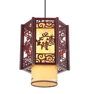 中式小吊灯实木中国风仿古餐厅茶楼吧台火锅店阳台过道门庭灯笼灯