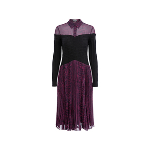 MARYLING玛俪琳新品黑红衬衣领针梭连衣裙A1DHW62580