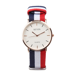 时尚帆布带防水男士手表韩版简约初高中学生男款女款复古休闲运动