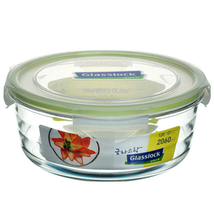 进口钢化玻璃保鲜盒带有盖便当饭盒大号沙拉碗耐热水果圆形微波炉