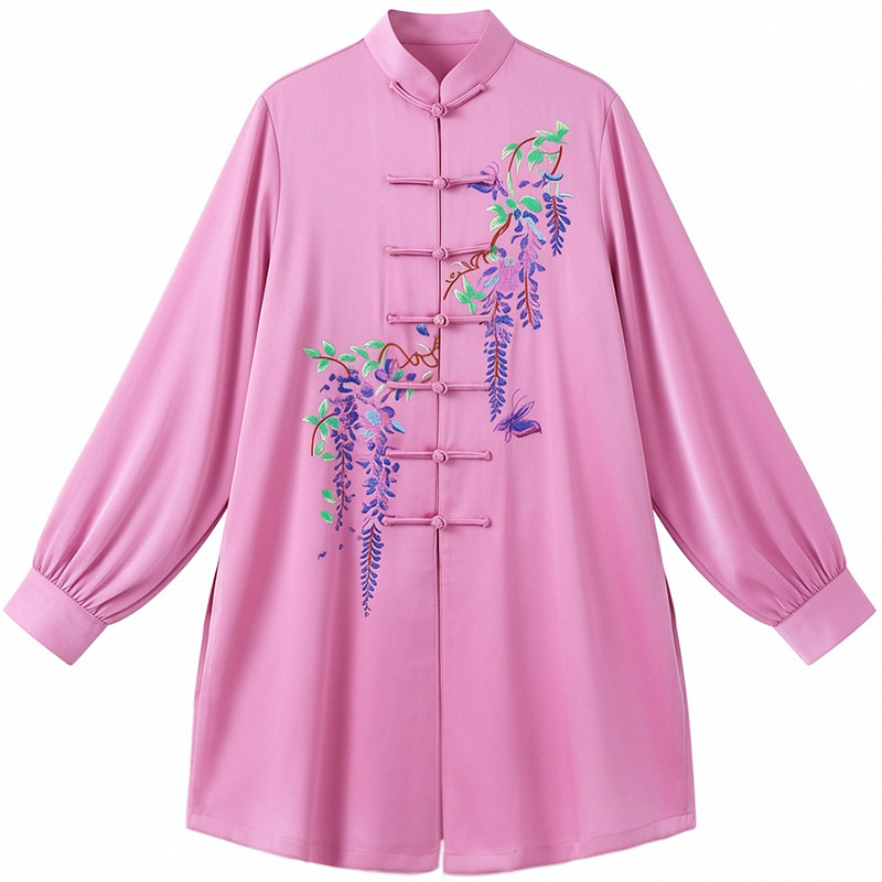 恋太极女夏季刺绣紫藤太极服套装