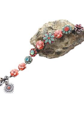 浪漫桃红色花朵太平洋蛋白石手链