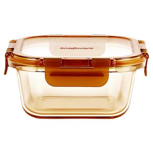 美国康宁snapware琥珀色耐热玻璃保鲜密封冷热分隔型便当盒上班族