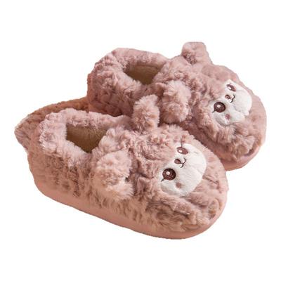 可爱小羊防滑毛绒包跟厚底棉拖鞋