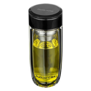 富光双层玻璃杯加厚男士泡茶杯大容量茶水分离杯车载鹅蛋杯400ml
