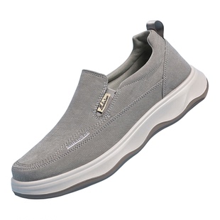 达官贵人2026新款春季帆布鞋一脚蹬爸爸鞋百搭休闲软底老北京男款