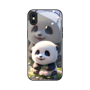 草地熊猫适用苹果xr手机壳iPhonex新款iphonexr女xsmax的xsxmax玻璃x情侣全包创意男款mxa十可爱ip超火xmax套