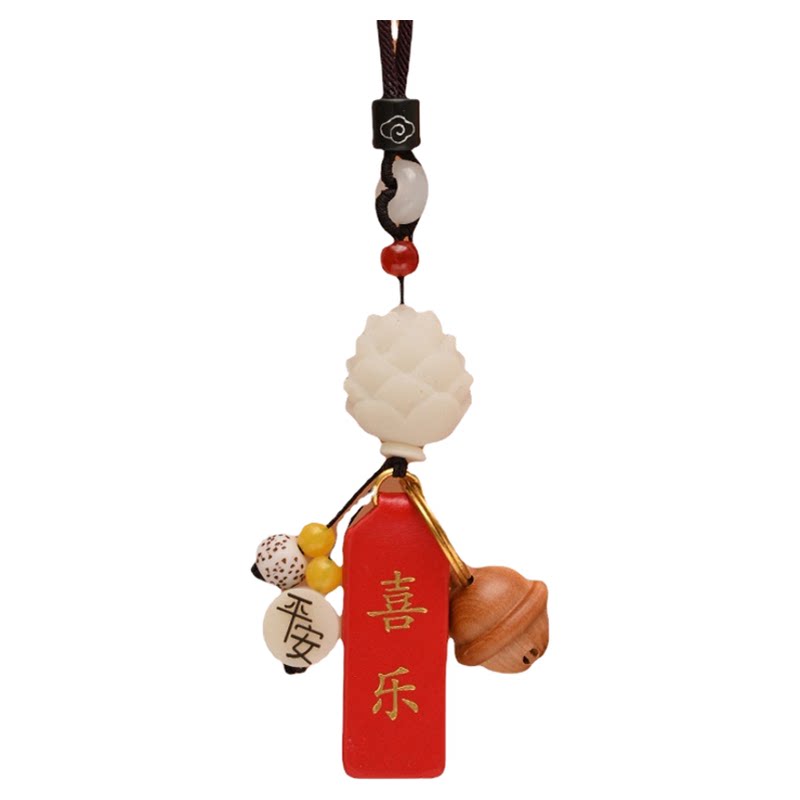 菩提莲花铃铛汽车挂件保平安招福吉祥挂饰车内后视镜吊坠装饰品