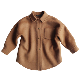 UL双面羊绒毛呢大衣儿童男童女宝宝洋气女童外套新款秋冬大童小童