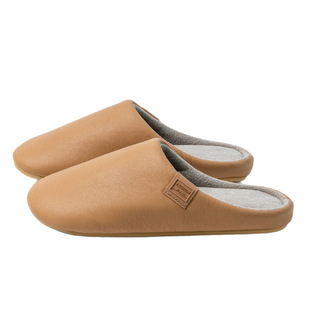 女士居家地板拖鞋秋冬季家用室内保暖防滑舒适纯色PU皮防水棉拖鞋