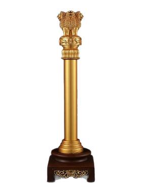 印度纯铜鎏金家用阿育王柱摆件