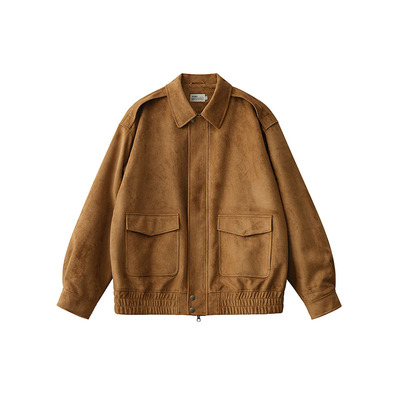 BUTTBILL日系麂皮绒廓形飞行夹克