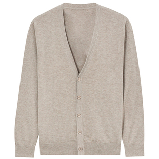 Mind Bridge2026年春新款绵羊毛休闲毛衣男士V领针织开衫羊毛衫