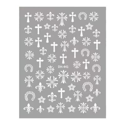 美甲贴纸彩色黑白十字架复古贴饰