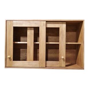 实木吊柜推拉门胡桃木色厨房吊柜壁柜餐厅碗碟柜储物柜收纳柜定制