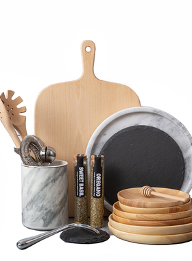 厨房样板间装饰摆件大理石托盘