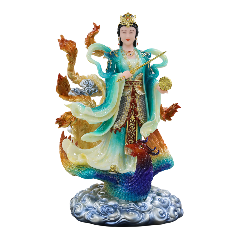 九天玄女神像汉白玉彩绘女站神九天圣母娘娘玄女家用供奉神像摆件