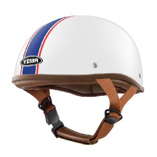 野马电动摩托车头盔3c认证男女夏季四季瓢盔灰哈雷半盔复古安全帽