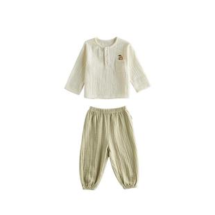 Oak Family早春新品儿童家居服套装全棉绉布宝宝圆领长袖分体睡衣