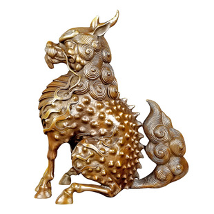 黄铜法兽獬豸摆件律师法官办公室桌面礼品摆放正义神兽独角獬豸