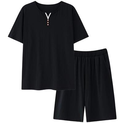 睡衣男士夏季纯棉短袖短裤家居服