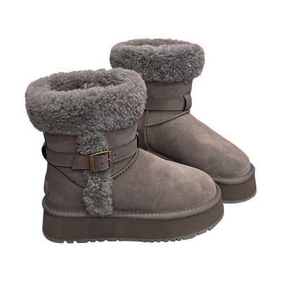 真皮羊羔毛5cm厚底雪地靴高筒靴