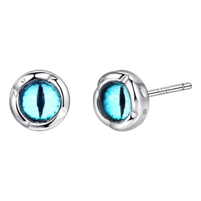 S925纯银男士恶魔之眼耳钉小众设计高级感耳环ins风痞帅潮流耳饰