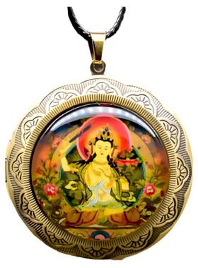 文殊菩萨唐卡吊坠本命佛护身挂件