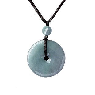 A货翡翠平安扣吊坠男女款老坑缅甸原矿玉石精工怀古圆扣玉佩一套