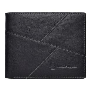 新年礼物暇步士牛皮男士短款钱包男真皮皮夹卡包钱夹票夹送男朋友