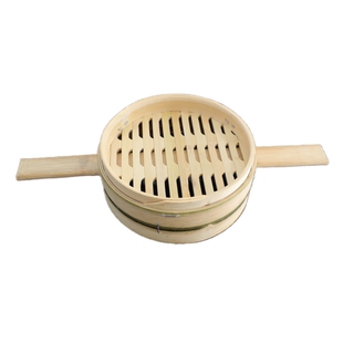 蒸笼商用小笼包蒸格重庆楠竹子金属不锈钢钉绑扎长手柄小笼屉刻字