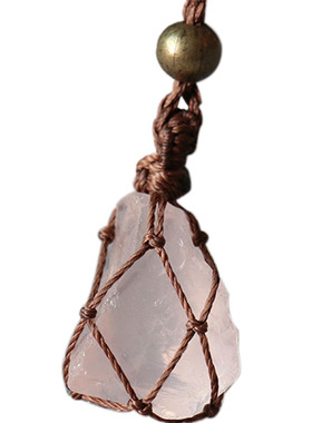 原创天然冰种粉水晶吊坠项链