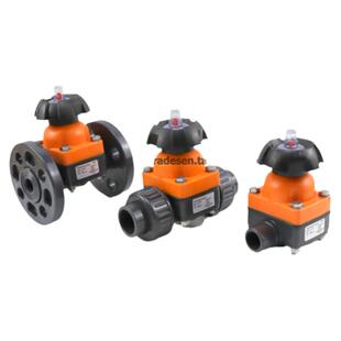 UPVC隔膜阀塑料PVC双由令隔膜阀法兰式截止阀活接式耐酸碱腐蚀阀