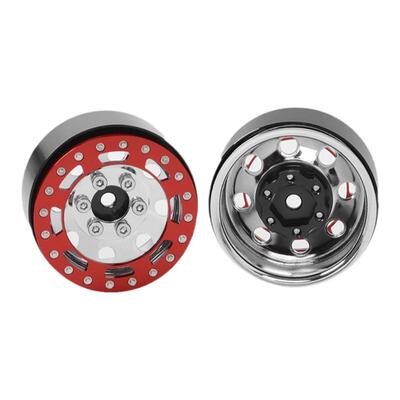 RC4WD模型攀爬越野TRO 1.7“冲压自锁钢板轮毂(红色/镀铬)Z-W0225