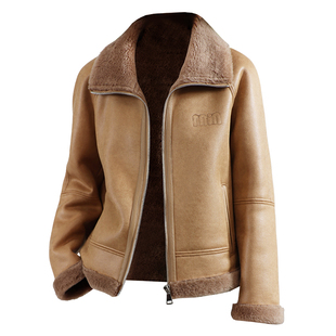 羊剪绒大衣女2025冬新短款洋气字母减龄海宁羔羊毛毛颗粒皮草外套