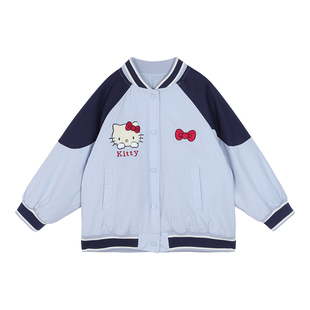 小O宝Okids童装 宝宝夹棉棒球服外套女2025新款女童刺绣风衣夹克