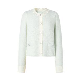 商场同款 摩萨克冬棉小香风短款毛衣开衫针织衫女