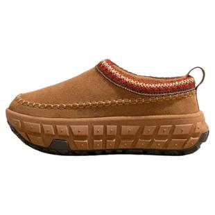 增高5CM雪地靴女2025秋冬季新款民族风厚底轮胎底加绒一脚蹬棉鞋