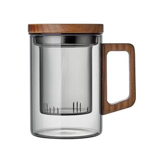 富光泡茶杯男款茶水分离杯办公室个人专用玻璃杯带把手家用水杯子