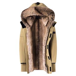 派克服2024新款男款爸爸貂内胆中长款冬季加肥加大可拆卸皮毛一体