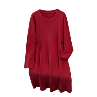 300斤特大码秋冬长款毛衣裙女200胖mm长袖针织连衣裙遮肉显瘦裙子