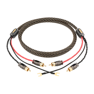 佳耐美唱臂信号线发烧双莲花带地线适用LP黑胶RCA唱机线音频线