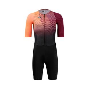 CRST铁人三项梭织短袖连体服跑步游泳骑行双箭头比赛专用铁三服男