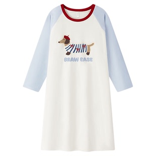 BE海岛绒睡裙女冬季长袖长款睡衣冬天薄绒牛奶绒法兰绒珊瑚绒长裙