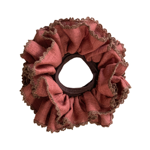 《复古红妆》百搭花边棉麻大肠发圈发饰女丸子头法式复古头绳头饰