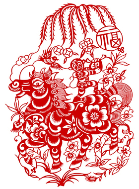 马年剪纸图样12张春节刻纸底稿