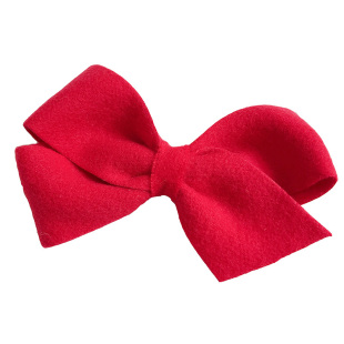 韩国进口呢子蝴蝶结发夹儿童配大衣红色夹子女童头花丸子头顶夹