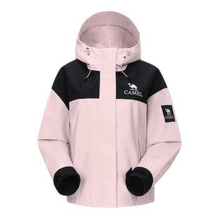 骆驼女装冲锋衣短款小个子外套2026春秋户外防泼水防风休闲夹克