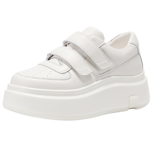 【明星同款】Rosa Bianca小个子厚底小白鞋女2025秋魔术贴休闲鞋